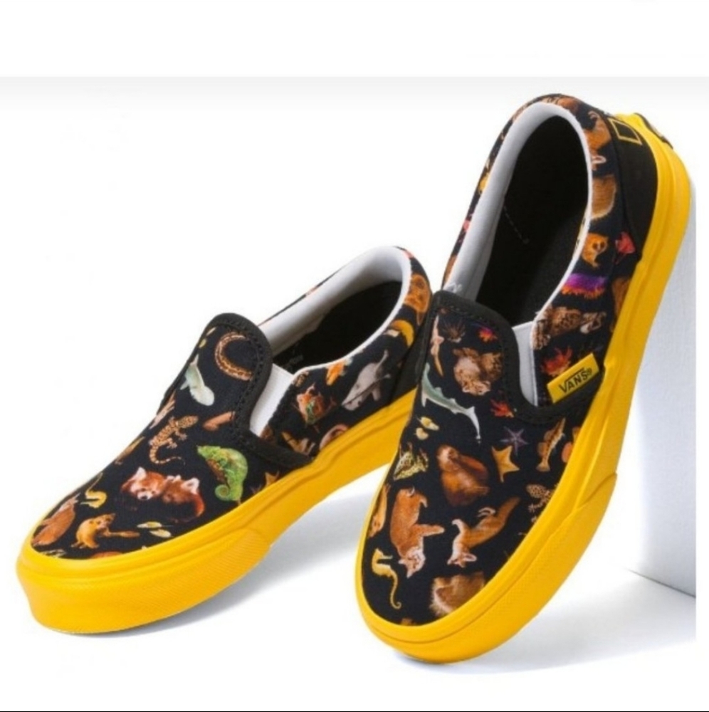 Vans Kids Sneakers - Black and Yellow Animal Print